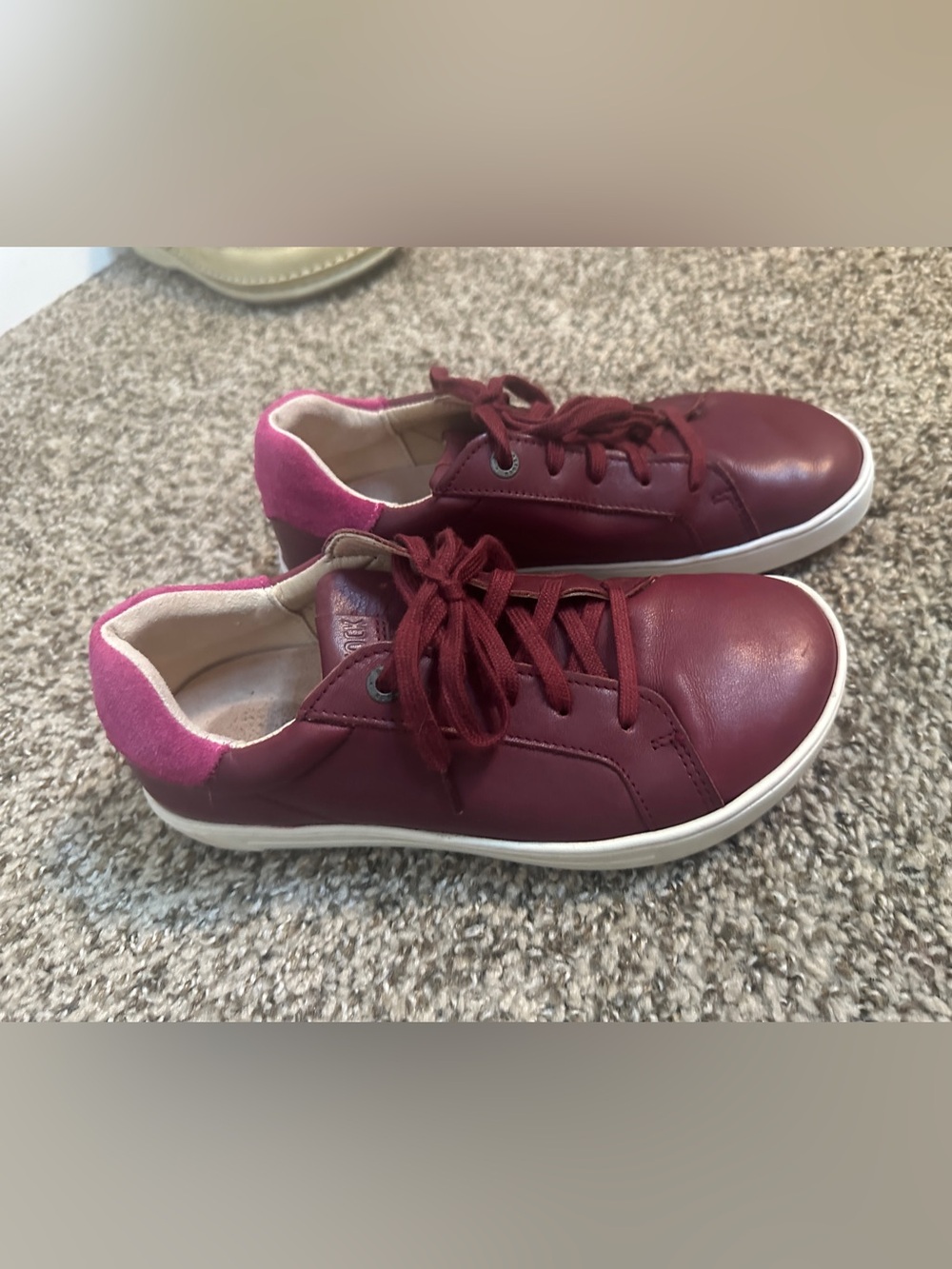Birkenstock Bend Low Sneaker Girl’s 34 Burgundy Wine Leather Lace-Up Casual Shoe - Picture 3 of 6